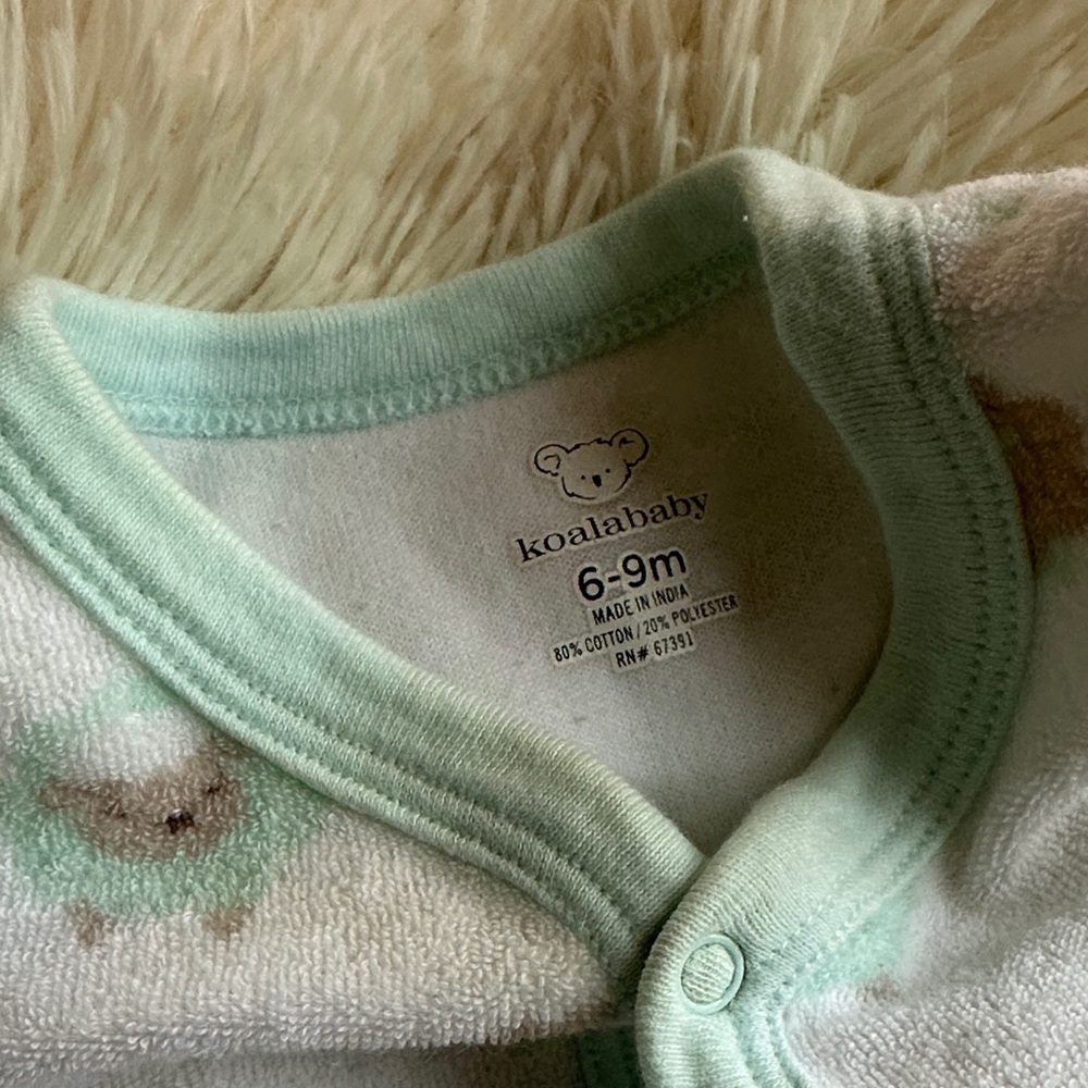 Koala Kids Pastel Green Sheep Print Footie - Picture 2 of 4